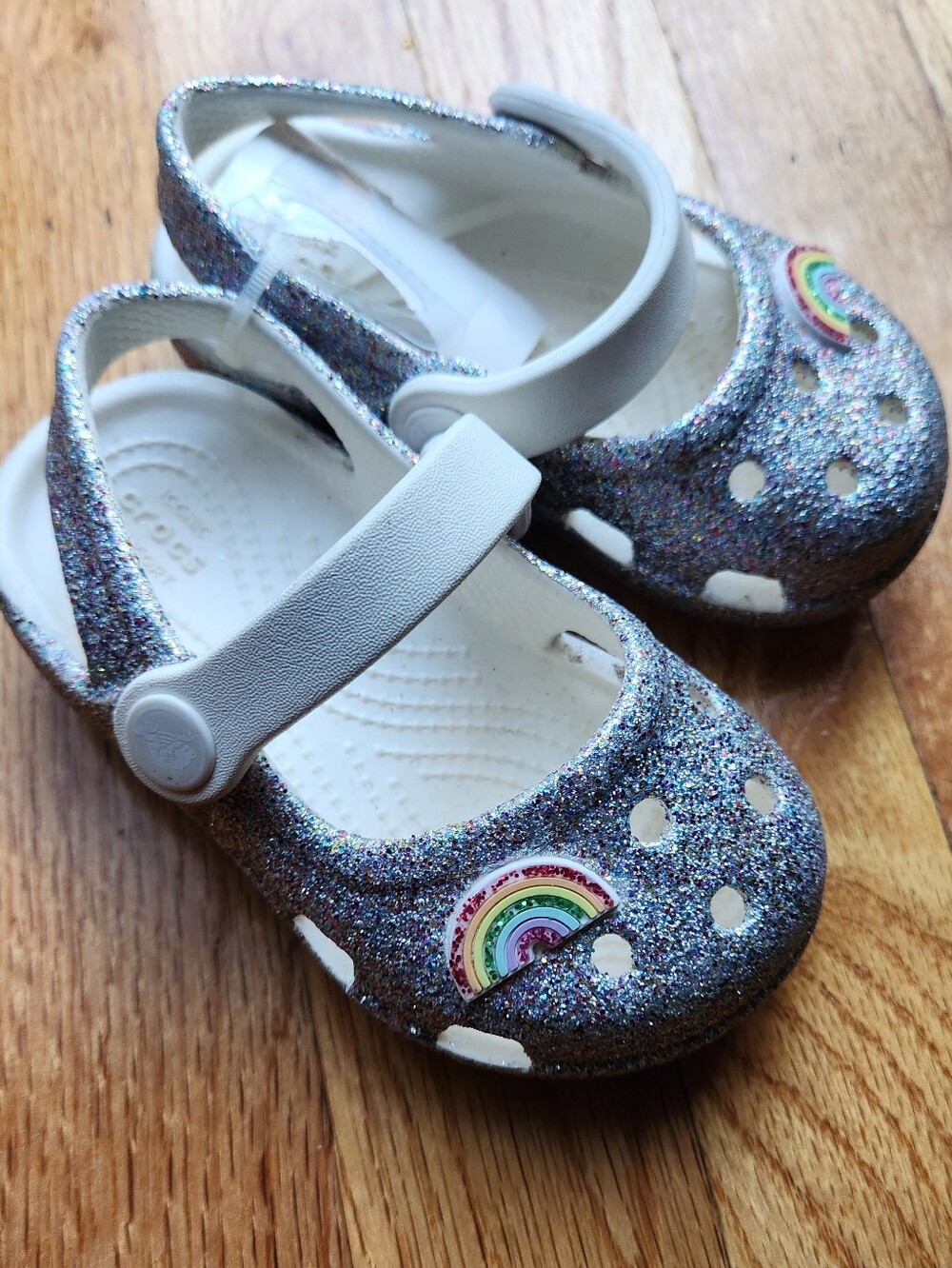 Crocs Silver Glitter Mary Janes - Toddler Size 6